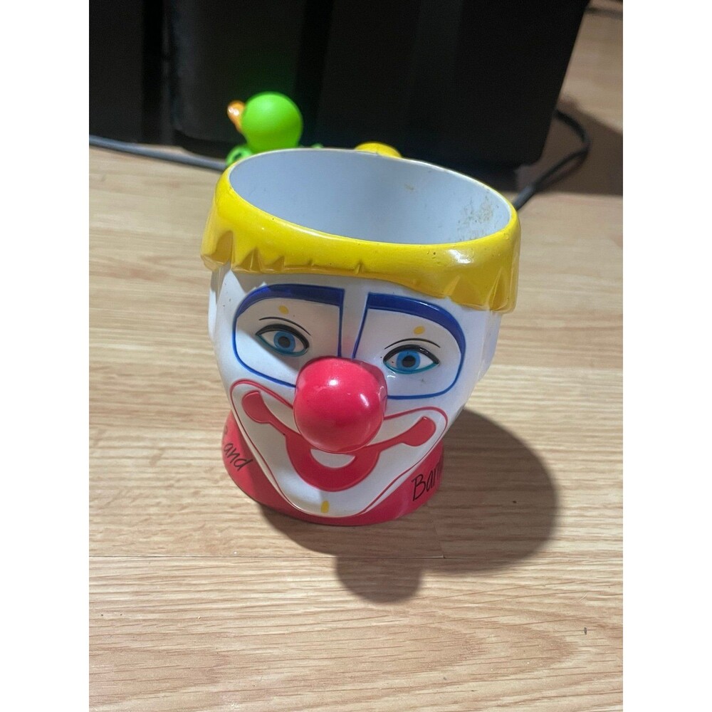 Vintage Mug Ringling Brothers Barnum Bailey Circus Clown Face Plastic Cup